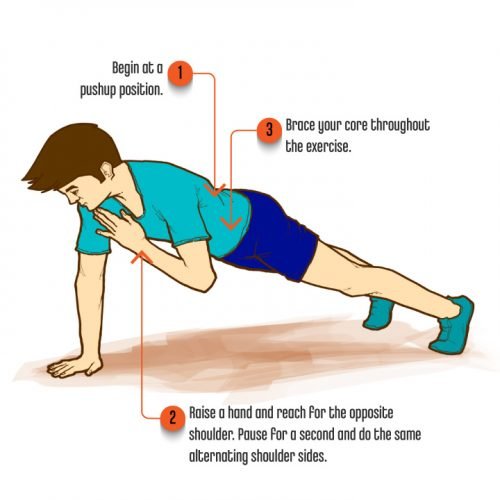 Core Exercises-PantherShoulderTap